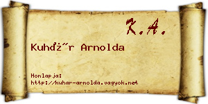 Kuhár Arnolda névjegykártya